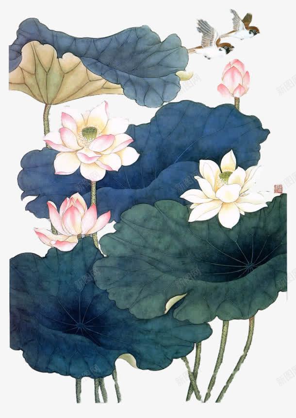 古风元素荷花荷叶小鸟png免抠素材_88icon https://88icon.com 元素 古风 小鸟 竹子荷花荷叶满池塘 荷叶 荷花