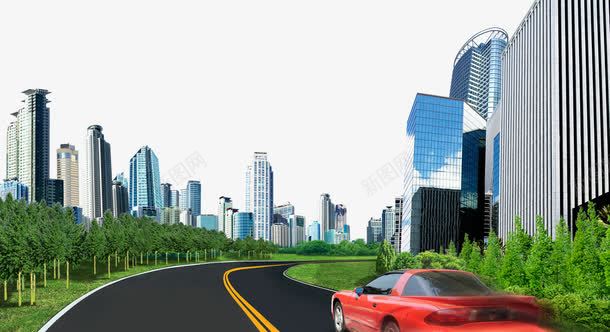 城市道路背景psd免抠素材_88icon https://88icon.com 城市化 汽车 马路 高楼