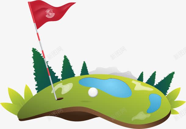 卡通高尔夫球场png免抠素材_88icon https://88icon.com 卡通 运动 高尔夫球场