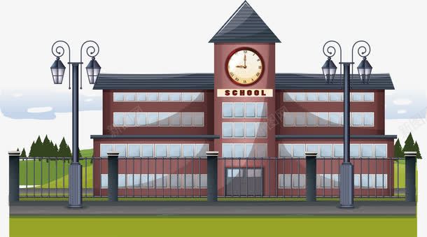 扁平校园建筑png免抠素材_88icon https://88icon.com 学校 建筑 房子 校园一角 校园风景 矢量校园免费下载