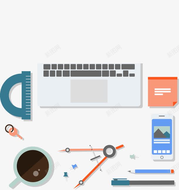 学习资料png免抠素材_88icon https://88icon.com 书桌桌面 咖啡 尺子 数学 笔记本