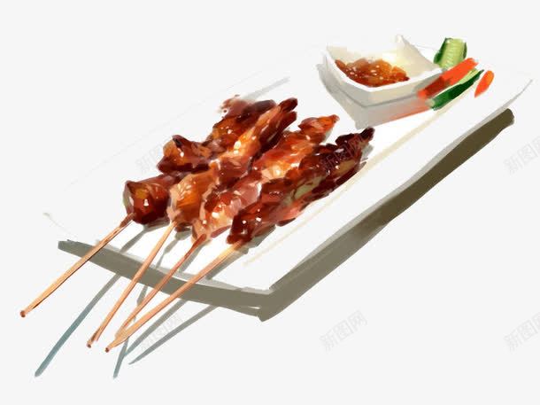 手绘羊肉串png免抠素材_88icon https://88icon.com 卡通 手绘 水彩 羊肉串