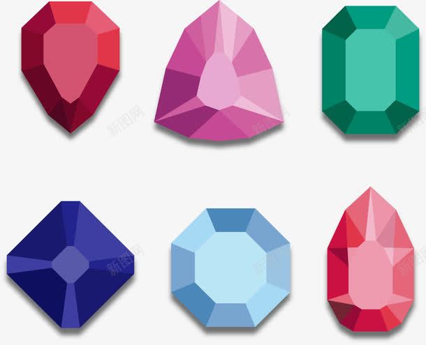 手绘6个彩色宝石png免抠素材_88icon https://88icon.com 手绘 红宝石 绿宝石 蓝宝石
