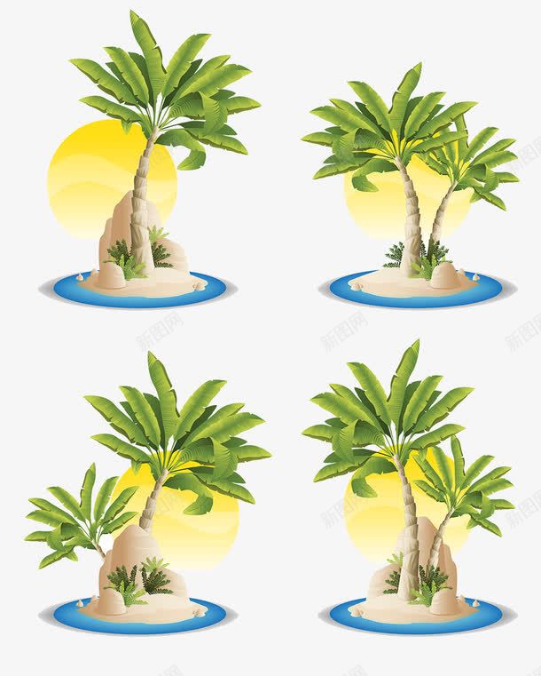海岛上的椰树png免抠素材_88icon https://88icon.com 大海 微风 月亮 椰子树 海岛小船 海浪