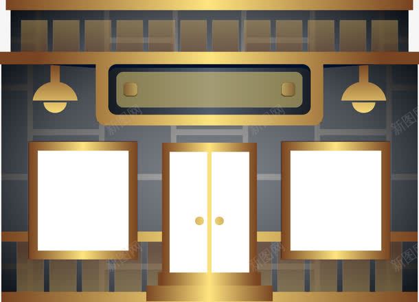金色商店png免抠素材_88icon https://88icon.com 卡通 卡通关门 卷帘门 商店 商铺 商铺门 房屋 矢量门 门