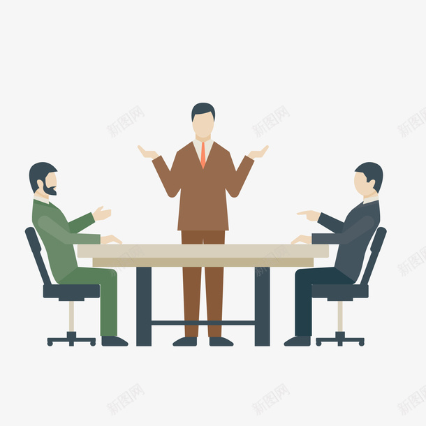 卡通商务人士的讨论矢量图ai免抠素材_88icon https://88icon.com 卡通 商务人士 商务会议 商务面谈 小组 小组讨论会 扁平化 矢量图