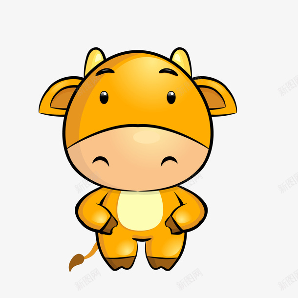 卡通小牛动物矢量图ai免抠素材_88icon https://88icon.com 动物设计 卡通 家畜 小牛 手绘 黄色 矢量图