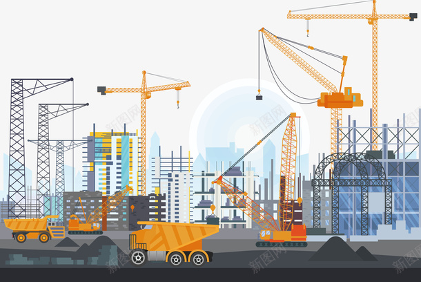 大型建筑施工场地矢量图eps免抠素材_88icon https://88icon.com 城市施工PNG 大型建筑 施工场所 施工工具下载 机器运转 矢量施工 矢量图