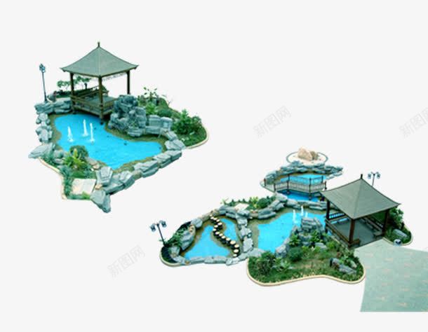 公园假山湖泊png免抠素材_88icon https://88icon.com 人工湖 凉亭 园林 湖泊 花园