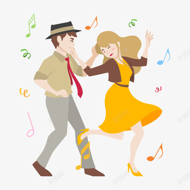 手绘跳舞的人物插画png免抠素材_88icon https://88icon.com 乐符 双人舞 手绘人物 课堂 跳舞 音乐 音乐课 音乐课堂