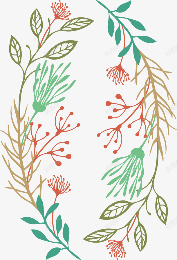 彩色花卉花藤png免抠素材_88icon https://88icon.com 卡通手绘 小清新 平面装饰 扁平化 手绘简笔花 矢量装饰 简约风