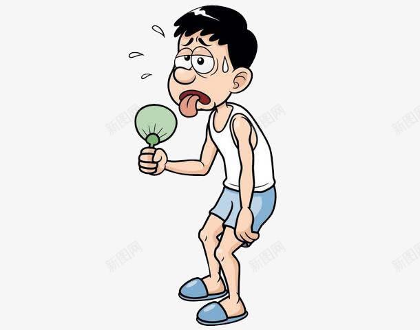 白衣男子png免抠素材_88icon https://88icon.com 出汗 扇子 拖鞋 短裤 闷热