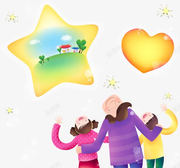 卡通仰望星空的孩子png免抠素材_88icon https://88icon.com 仰望 卡通手绘 孩子 心 星星 漫画