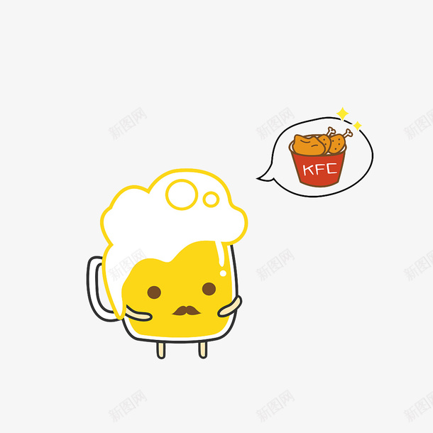 想吃炸鸡全家桶的啤酒卡通小人素psd免抠素材_88icon https://88icon.com 卡通形象 啤酒 啤酒泡 想吃炸鸡全家桶的啤酒卡通小人素材免费下载 炸鸡全家桶 胡子啤酒小人