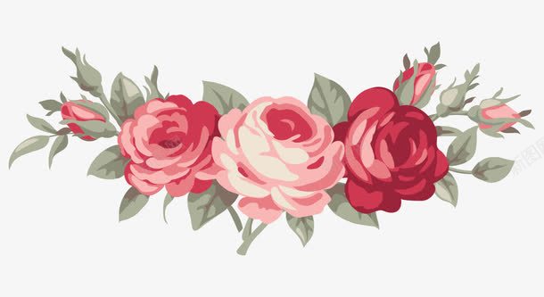 素描花朵png免抠素材_88icon https://88icon.com 卡通 手绘 桔梗 粉色 红色 绿色 花朵 藤蔓