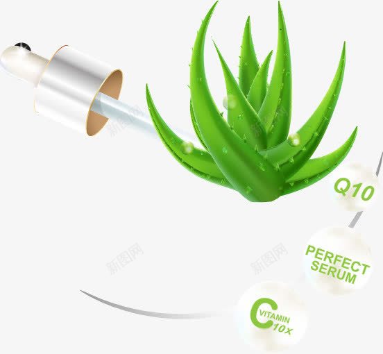 女性化妆品png免抠素材_88icon https://88icon.com 保养 保护 化妆品 护肤 提取物 植物精华 水滴 水珠 精油 绿色 芦荟
