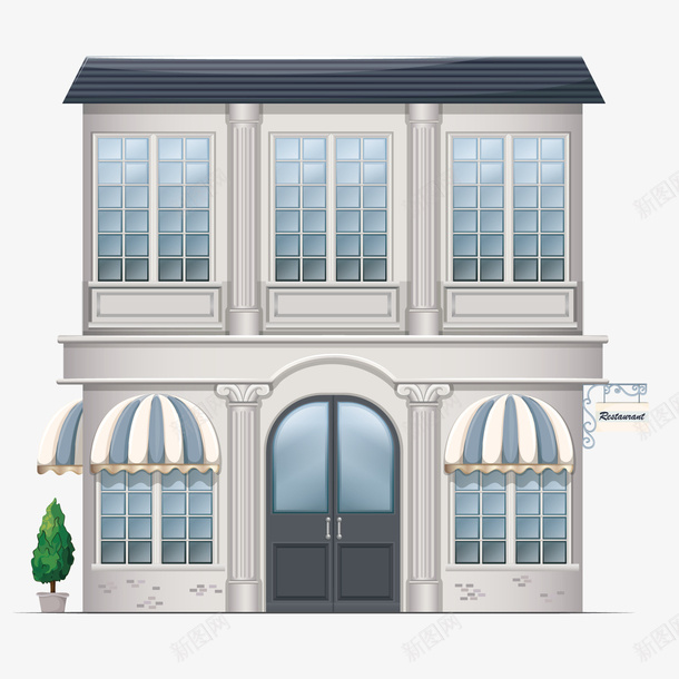 别墅房子矢量图ai免抠素材_88icon https://88icon.com 3D 二层 洋楼 装饰 矢量图