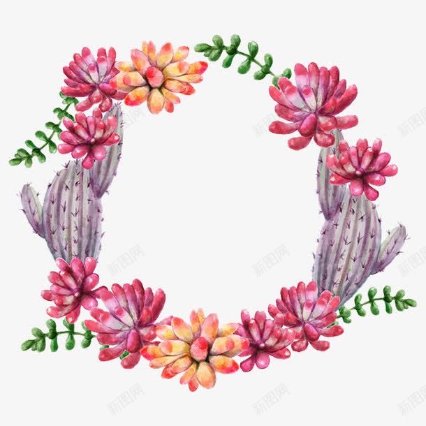 花环png免抠素材_88icon https://88icon.com 仙人掌 多肉 文字装饰 花环 边框
