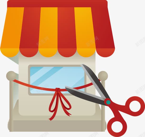 商店新店开业剪彩矢量图eps免抠素材_88icon https://88icon.com 丝带 剪刀 剪彩 商店 店 开业 玻璃 窗户 色彩 矢量图