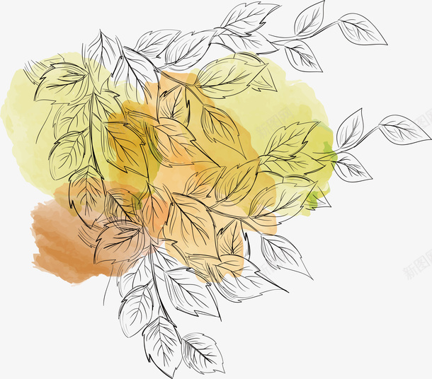 彩色水墨背景落叶png免抠素材_88icon https://88icon.com 彩色水墨 手绘树叶 手绘风 水墨 矢量png 落叶