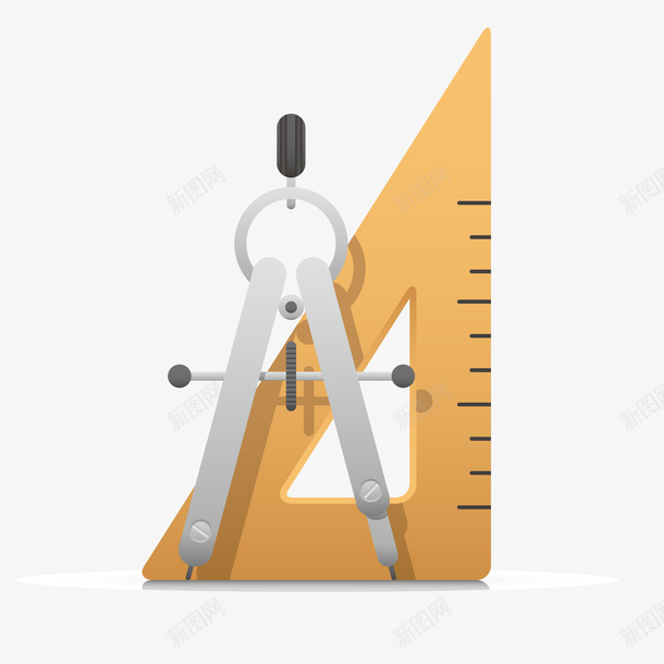 卡通文具矢量图ai免抠素材_88icon https://88icon.com 卡通 圆规 学习用品 尺子 数学 文具设计 矢量图 银色圆规图像
