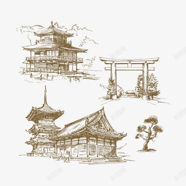手绘城楼png免抠素材_88icon https://88icon.com 古代建筑 城楼 建筑 房子