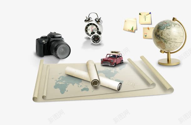 杂物png免抠素材_88icon https://88icon.com 佳能照相机 地图 地球仪 汽车模型 闹钟