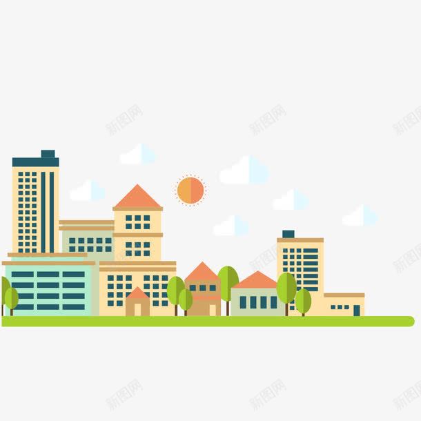 卡通小区png免抠素材_88icon https://88icon.com 卡通建筑 小区 小区楼 建筑 手绘小屋