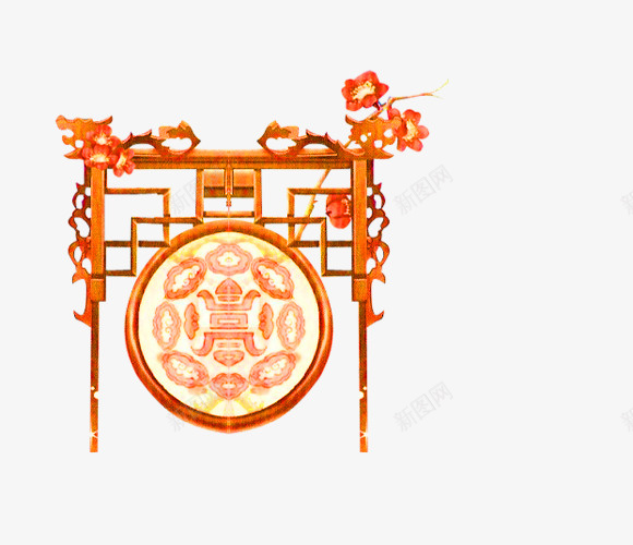 橙色中国风锣鼓装饰图案png免抠素材_88icon https://88icon.com 中国风 免抠PNG 橙色 装饰图案 锣鼓