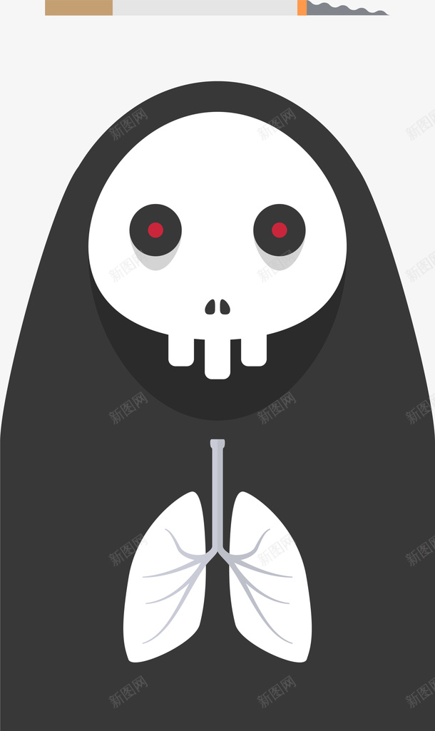 世界无烟日吸烟有害健康png免抠素材_88icon https://88icon.com 不抽烟 世界无烟日 吸烟有害健康 死神 点燃的香烟 禁烟 骷髅头