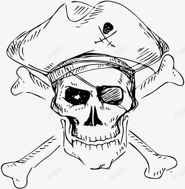线稿海盗标志插画png免抠素材_88icon https://88icon.com 哥特风格插画 恐怖插画 海盗素材 线描插画素材 骷髅头插画素材库