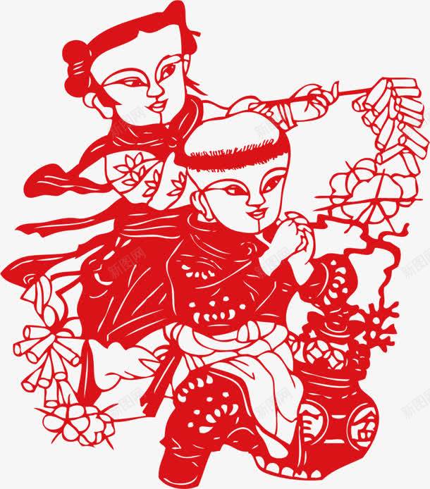 小孩放鞭炮中国年剪纸福字png免抠素材_88icon https://88icon.com 中国年 剪纸福字png素材 小孩放鞭炮