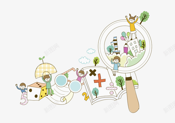 学习的孩子png免抠素材_88icon https://88icon.com 卡通 可爱的 场景 小孩 探索 读书的 骰子