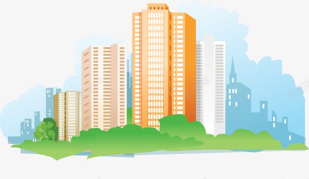 城市高楼居民区png免抠素材_88icon https://88icon.com 城市 居民区 屋子 房子 草丛