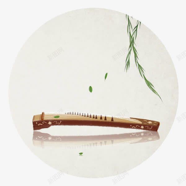 古筝png免抠素材_88icon https://88icon.com 24节气 乐器 古筝 绿叶