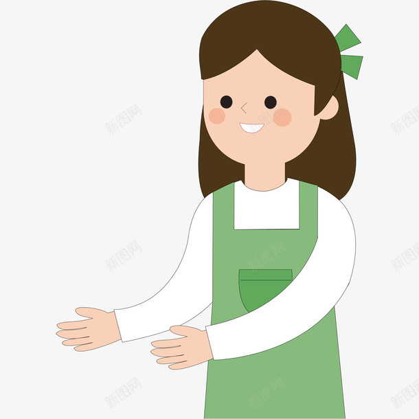 都市生活手绘png免抠素材_88icon https://88icon.com 人物 售后维修 商店 店员 白色上衣 绿色围裙 都市
