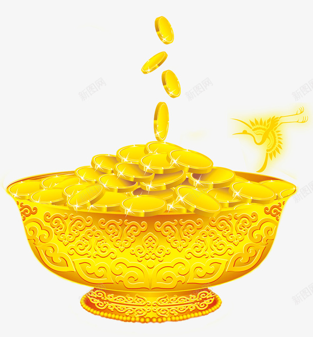 装饰金币png免抠素材_88icon https://88icon.com 免抠金币 凤凰 聚宝盆 聚宝盆图 装饰图案 金融 黄金