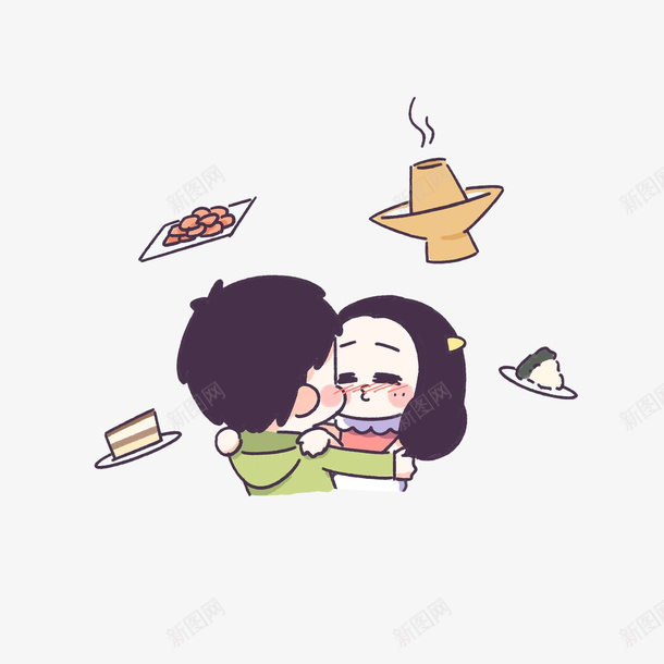 卡通害羞亲吻的情侣psd免抠素材_88icon https://88icon.com 卡通情侣 嘟嘟嘴 害羞亲吻 火锅 蛋糕 饭团