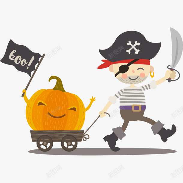 万圣节海盗插画png免抠素材_88icon https://88icon.com 万圣节海盗矢量插画 万圣节游戏 免抠PNG 南瓜灯 海盗 角色扮演