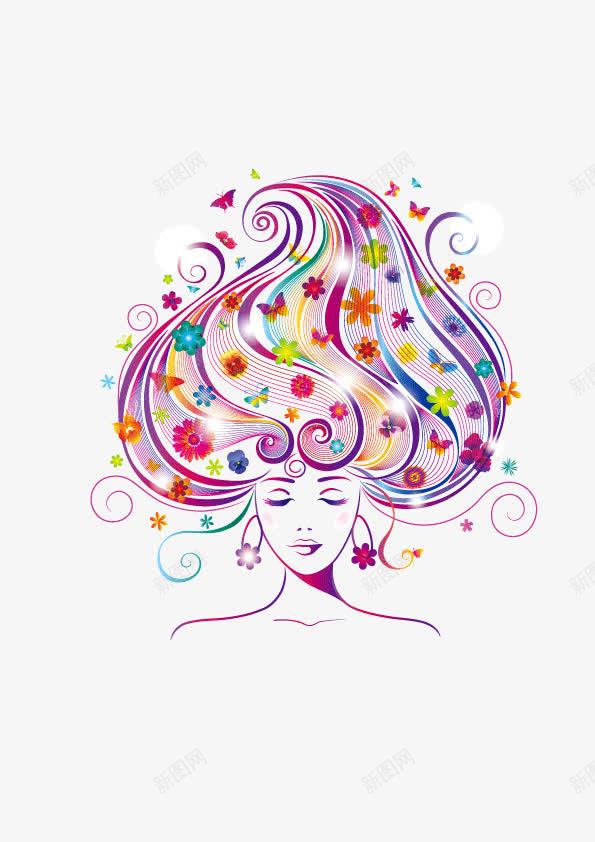 美女秀发装饰轮廓剪影发png免抠素材_88icon https://88icon.com 发光 炫彩 秀发 美女 花纹 装饰 轮廓剪影