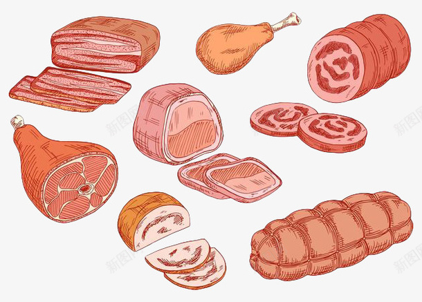 手绘粉色肉类食物png免抠素材_88icon https://88icon.com 加工食品 手绘烤肠 烤肠 粉色手绘 肉类 肉食 荤菜 香肠 香肠图案