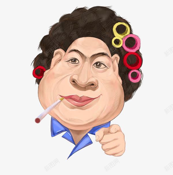 卡通包租婆png免抠素材_88icon https://88icon.com 免费 卡通 发卷 富翁 抽烟 收租婆