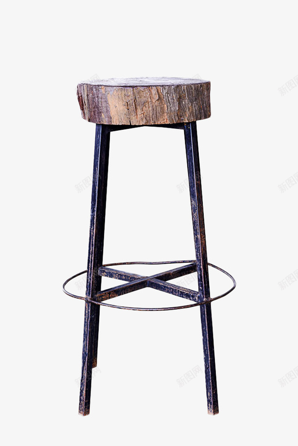 黑色铁架高脚凳子png免抠素材_88icon https://88icon.com 坐椅 家具 木头椅面 椅子 金属 铁架 铁艺椅子 高脚凳子 黑色