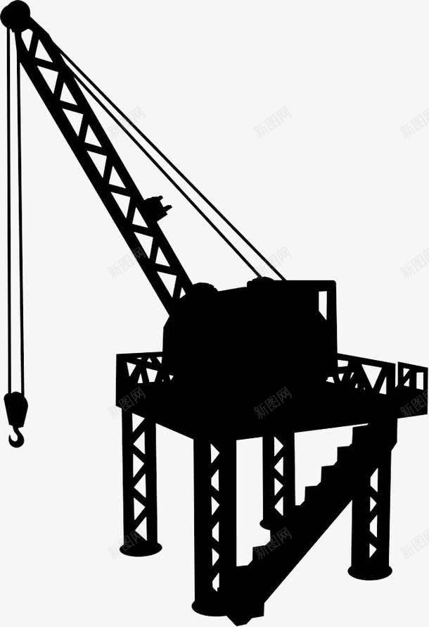 手绘黑色起重机剪影png免抠素材_88icon https://88icon.com 手绘 海运 港口 港口码头 码头 装卸 货运 黑色