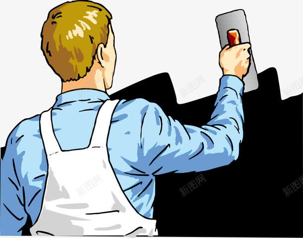 欧美风插图粉刷匠png免抠素材_88icon https://88icon.com 上班族 刷墙工人 油漆桶 粉刷工人