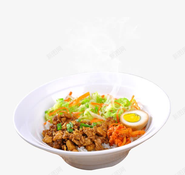 热气腾腾的肉片卤肉饭png免抠素材_88icon https://88icon.com 卤蛋 卤蛋饭 快餐 米饭 美食元素 肉片 胡萝卜丝 青菜丝 餐饮