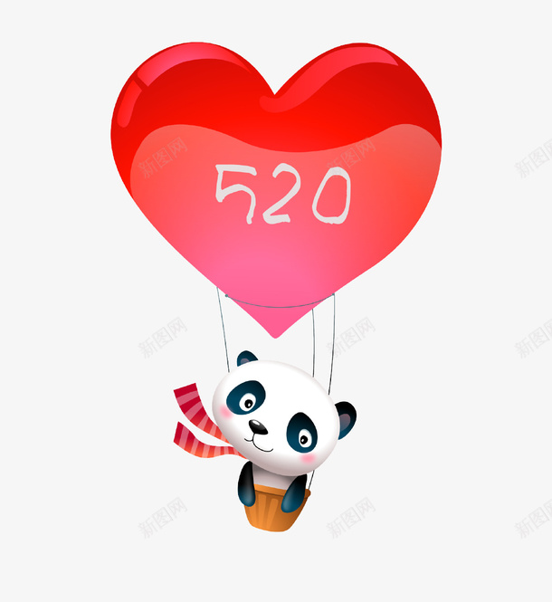 卡通可爱520插画psd免抠素材_88icon https://88icon.com 520 卡通 可爱 热气球 熊猫 爱心 爱情 表白
