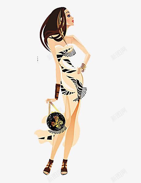 卡通手绘时尚女孩png免抠素材_88icon https://88icon.com 性感 时尚 模特 漂亮女孩 美女腰 苗条的女生 身材好