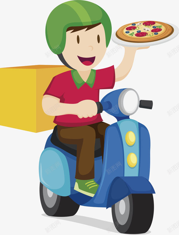 披萨外送员矢量图ai免抠素材_88icon https://88icon.com 外卖 外卖小哥 外卖骑士 披萨外卖 矢量png 矢量图 送外卖 骑摩托