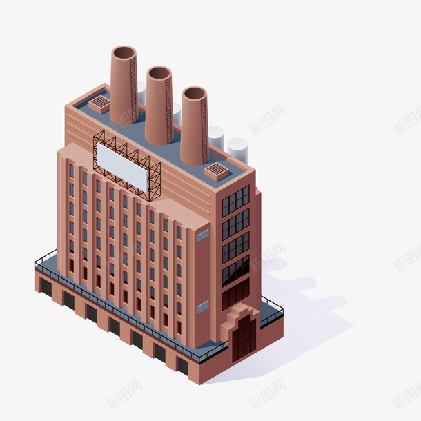 卡通立体工厂建筑物矢量图ai免抠素材_88icon https://88icon.com 大楼 工业区 工厂 建筑物 房子 房屋 立体 矢量图